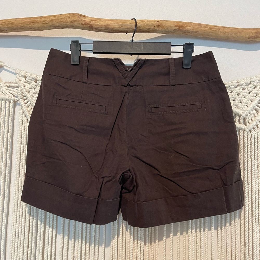 Old Money Willi Smith Chocolate Brown Mid/High Waist Linen Shorts Sz 6 - Picture 2 of 8